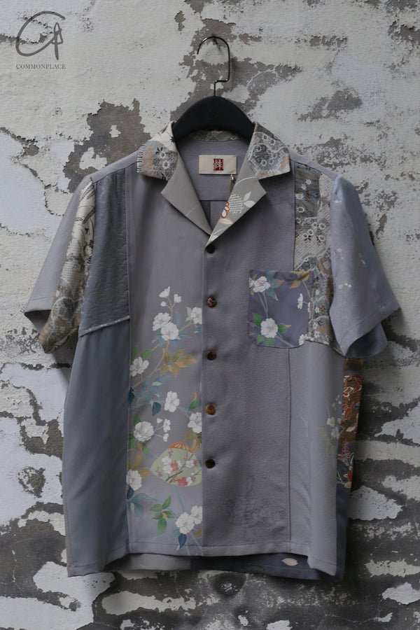 AVIVA JIFEI XUE Vintage Kimono Patchwork Short Sleeve Shirt FW22-KPSS-GRY(PAJX1) (1)